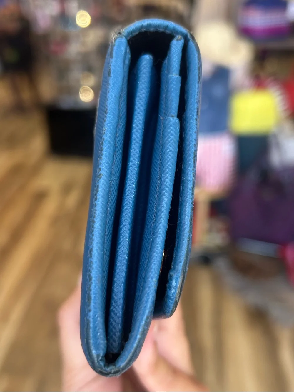 Prada Wallet Saffiano Double in Cobalt
